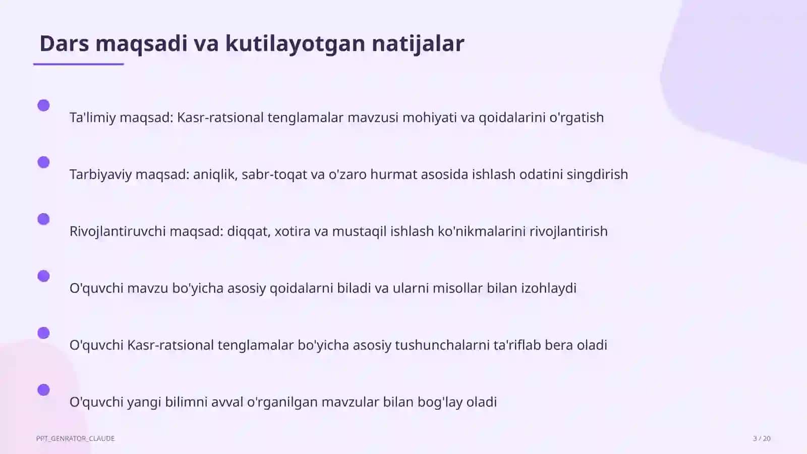 Kasr-ratsional tenglamalar (8-sinf) 3