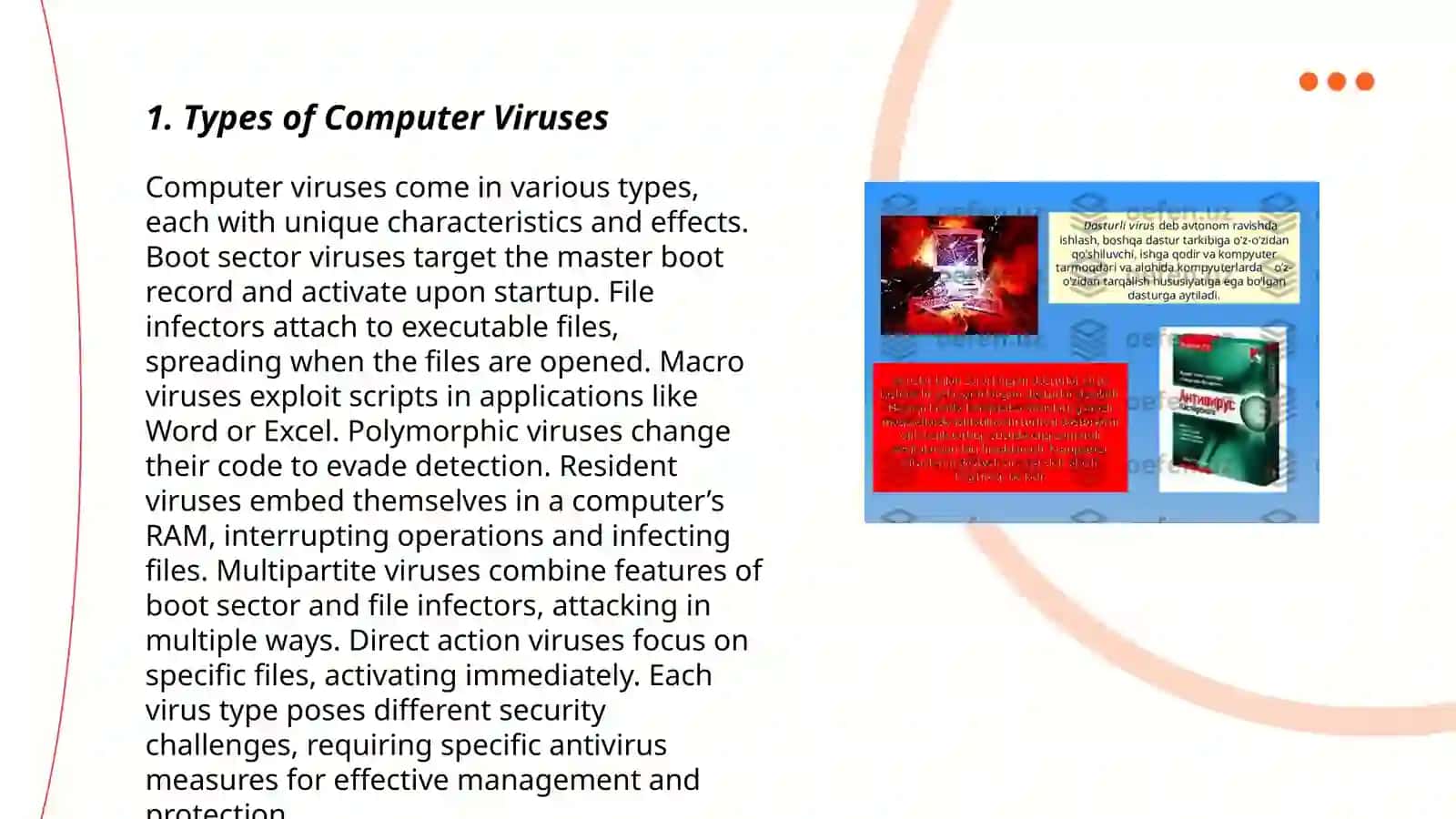 Text on specialty. Computer viruses and antivirus programs 3
