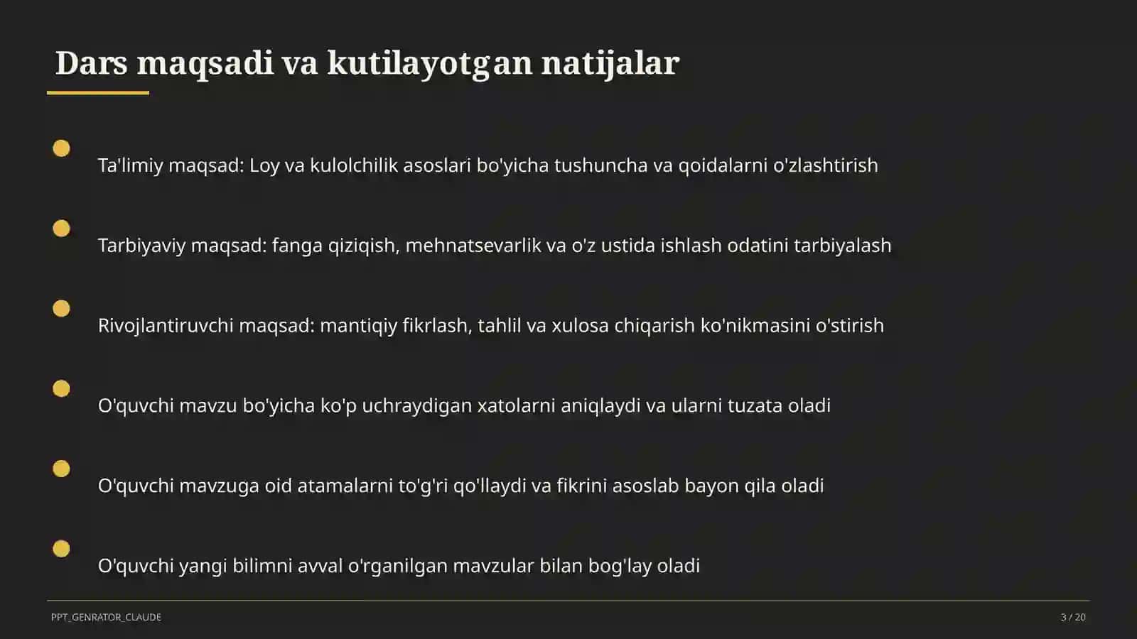 Loy va kulolchilik asoslari (4-sinf) 3