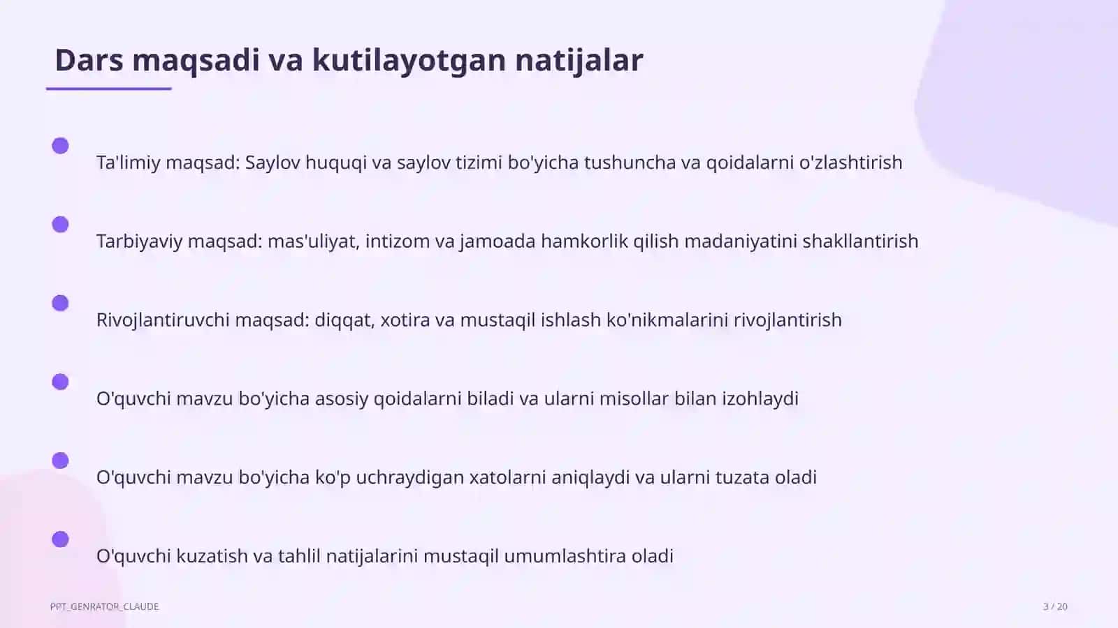 Saylov huquqi va saylov tizimi (10-sinf) 3