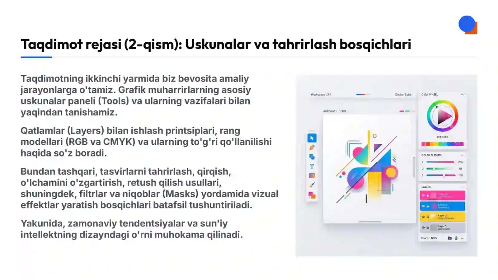 Grafik muharrirlar yordamida tasvirlar yaratish va ularni tahrirlash | GRAFIK DIZAYN & VIZUAL ART | Zamonaviy dizayn va vizual kommunikatsiya asoslari 3