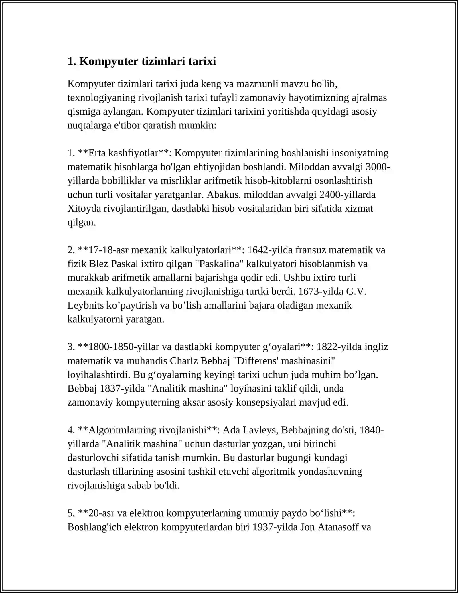 KOMPYUTER TIZIMI HAQIDA ASOSIY MALUMOTLARNI OLISH 3