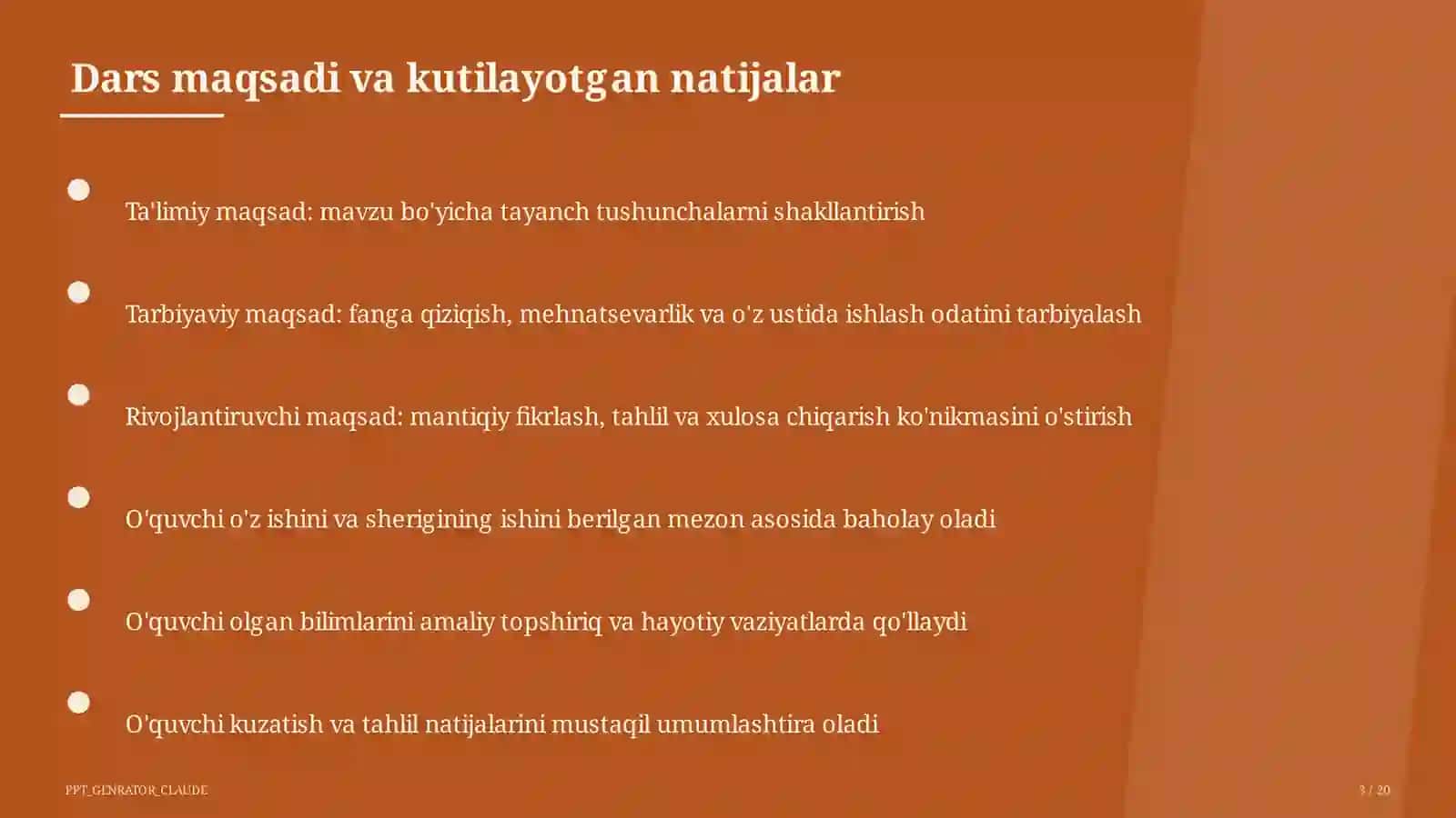 Boshlang'ich sinf: Ona tili va o'qish (1–4) — ochiq dars uchun 3