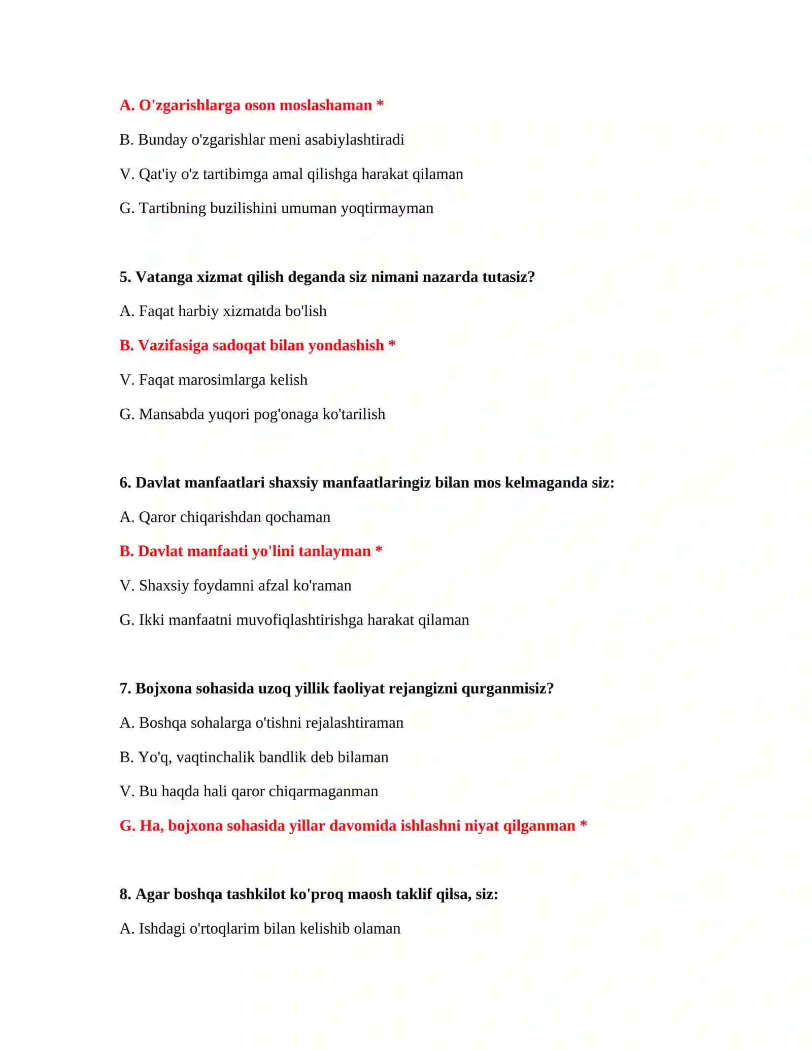 Bojxona ekspertizasi testlari 3
