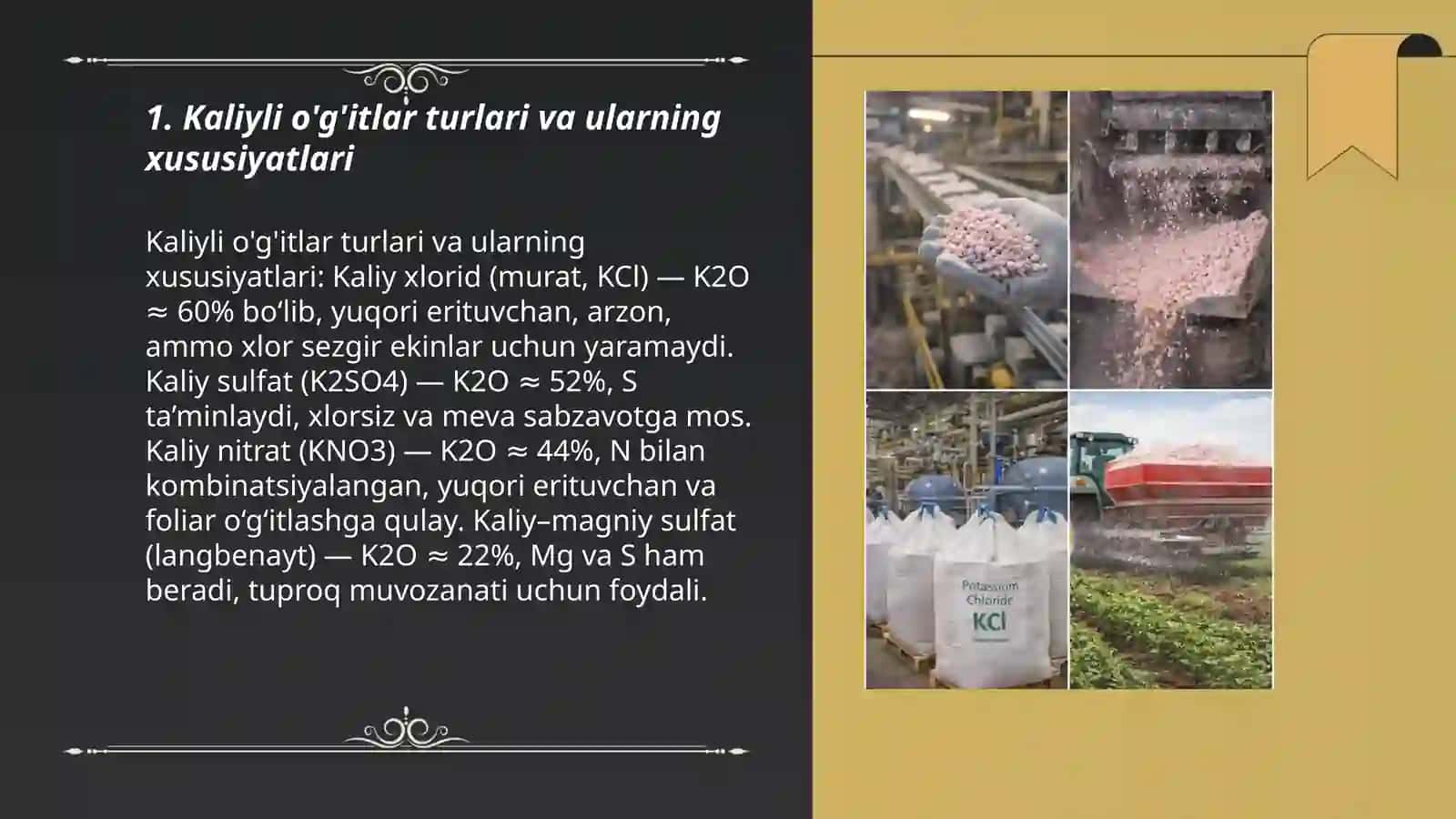 Kaliyli o'g'itlar ishlab chiqarish va qo'llash texnologiyasi 3