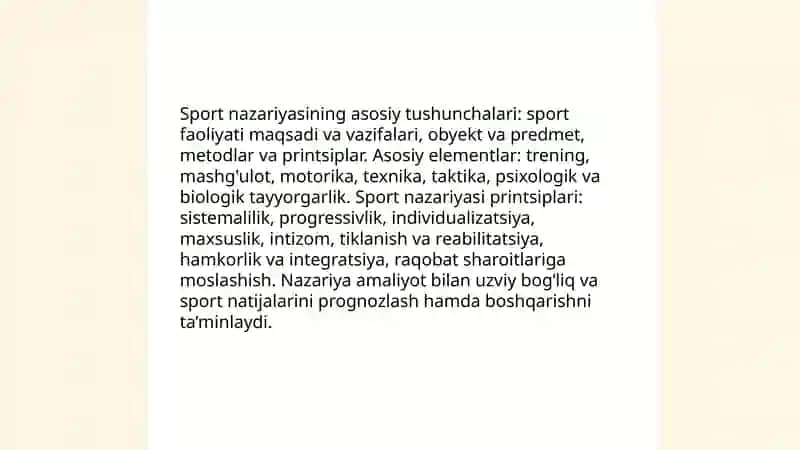 Sportning nazariy asoslari. Sport musobaqalari va sportchilarni tayyorlash tizimi 3