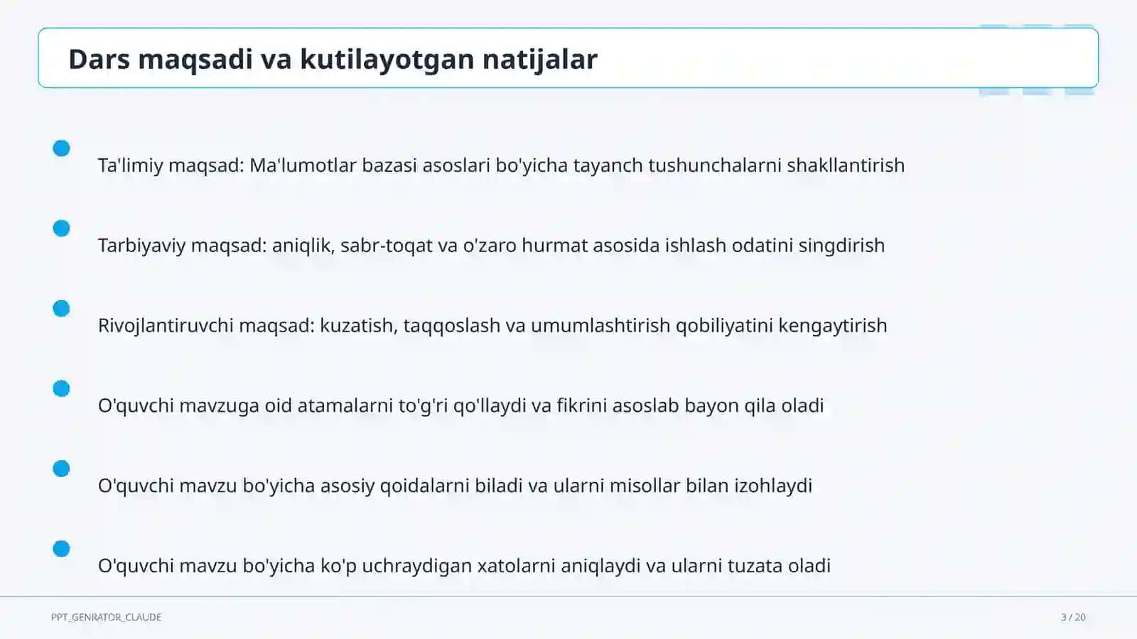 Ma'lumotlar bazasi asoslari (9-sinf) 3