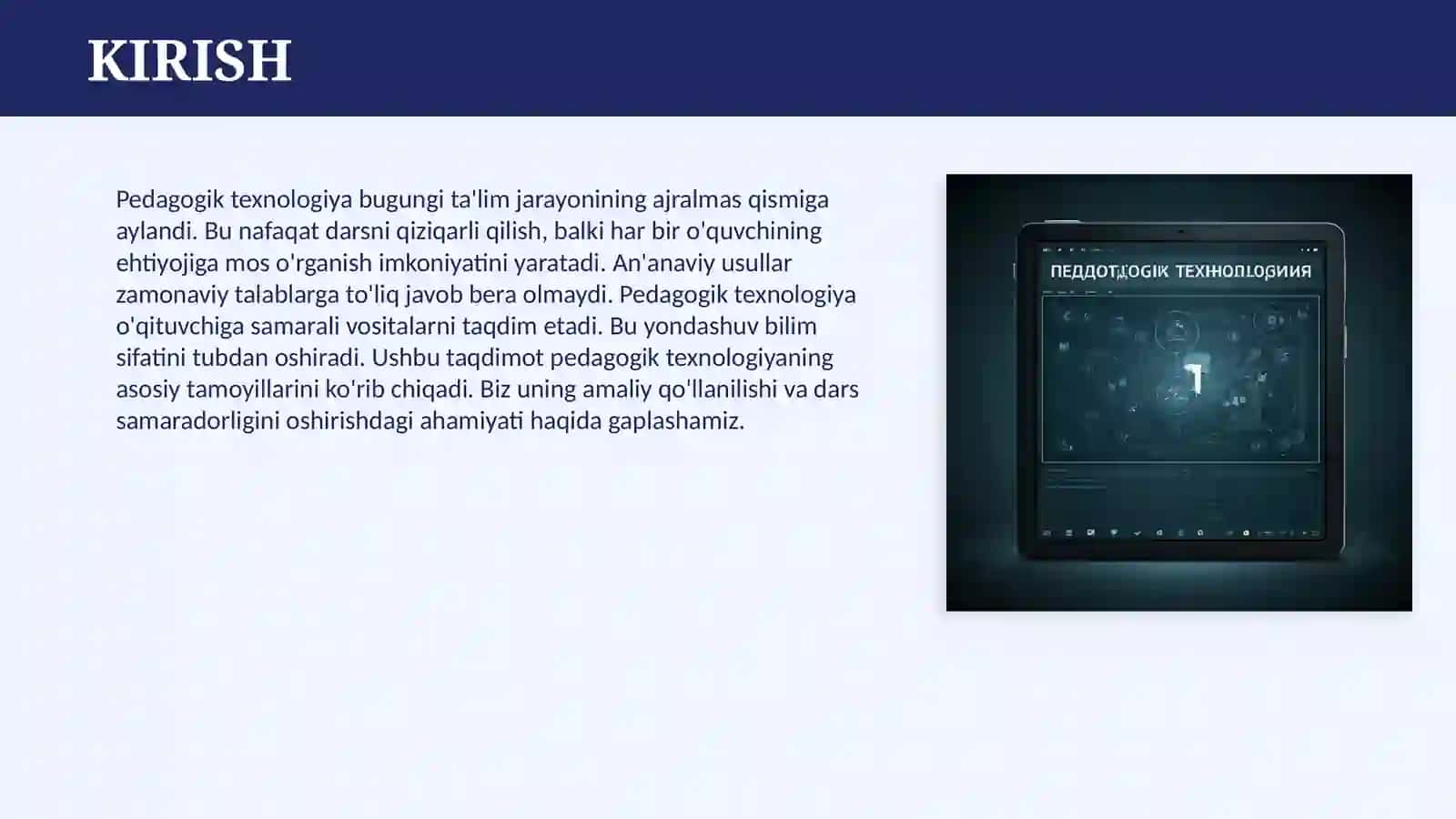 PEDAGOGIK TEXNOLOGIYA FANIDAN TAQDIMOD SLAYD 3