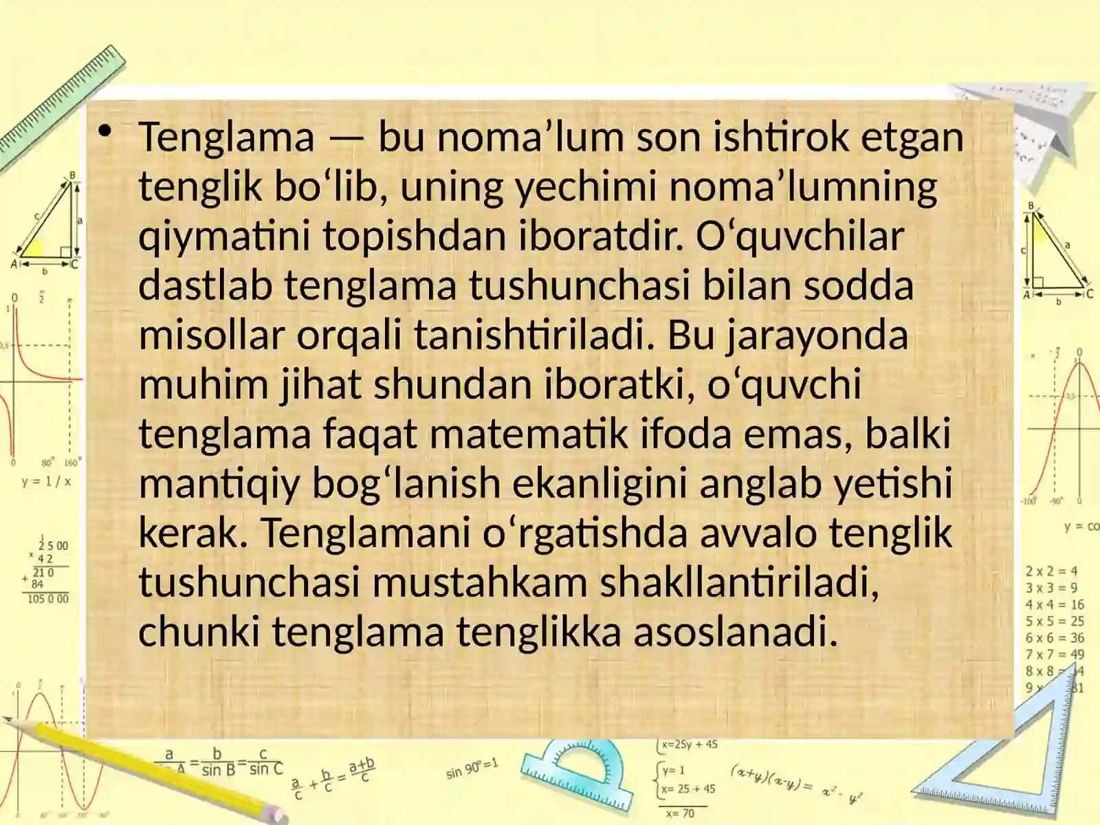 SODDA VA MURAKKAB TENGLAMALARNI O’RGATISH METODIKASI 3