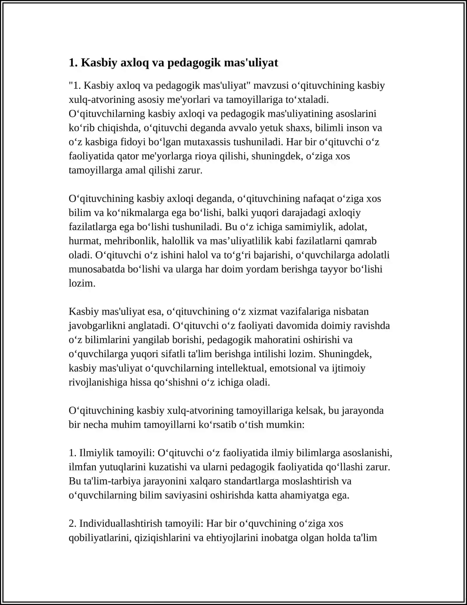 O'QITUVCHINING KASBIY XULQ ATVORINING ASOSIY ME'YORLARI VA TAMOYILLARI 3