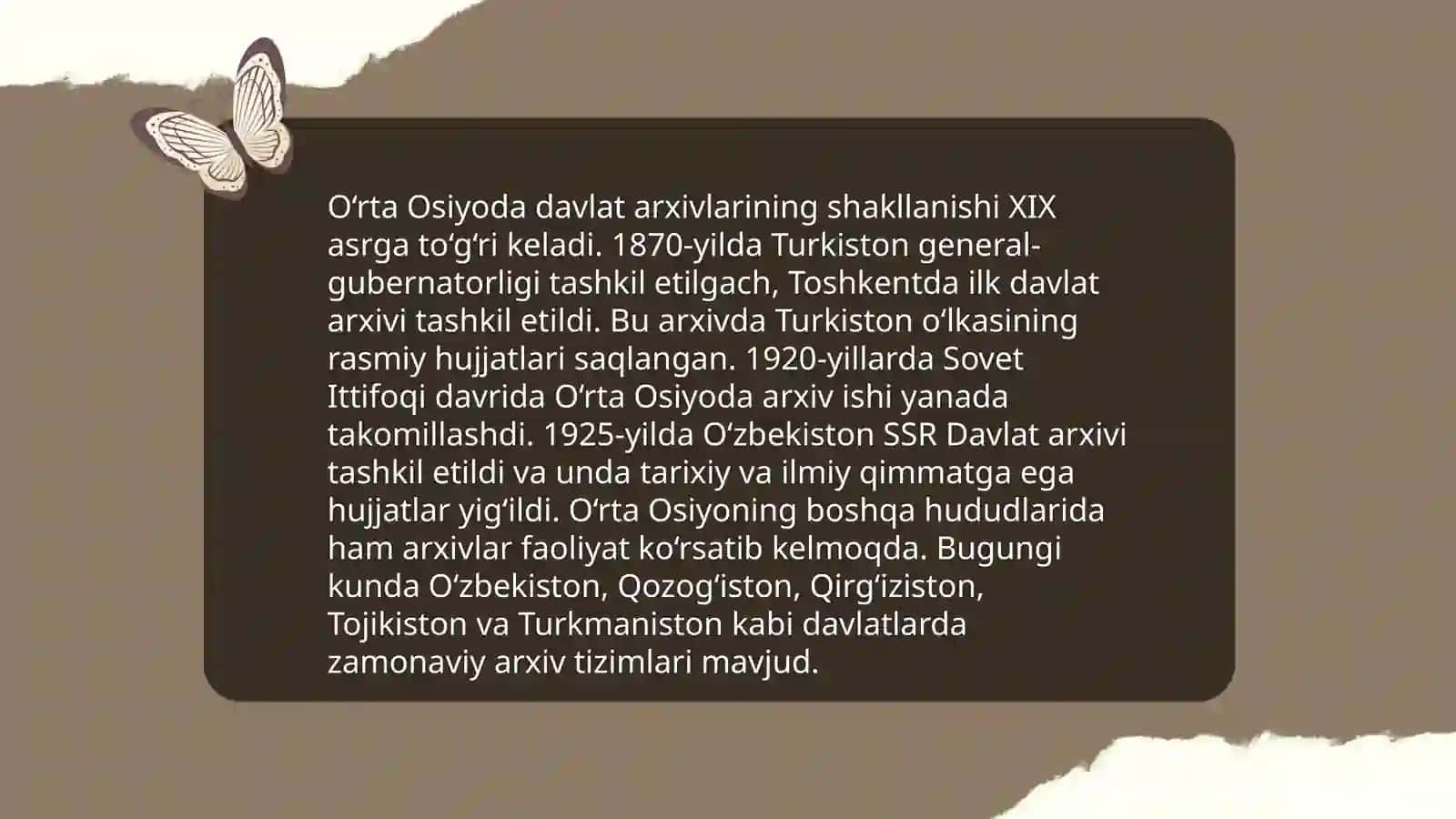 O'rta Osiyo davlatlari arxivi fondlarining O'zbekiston tarixini yoritishdagi o'rni 3