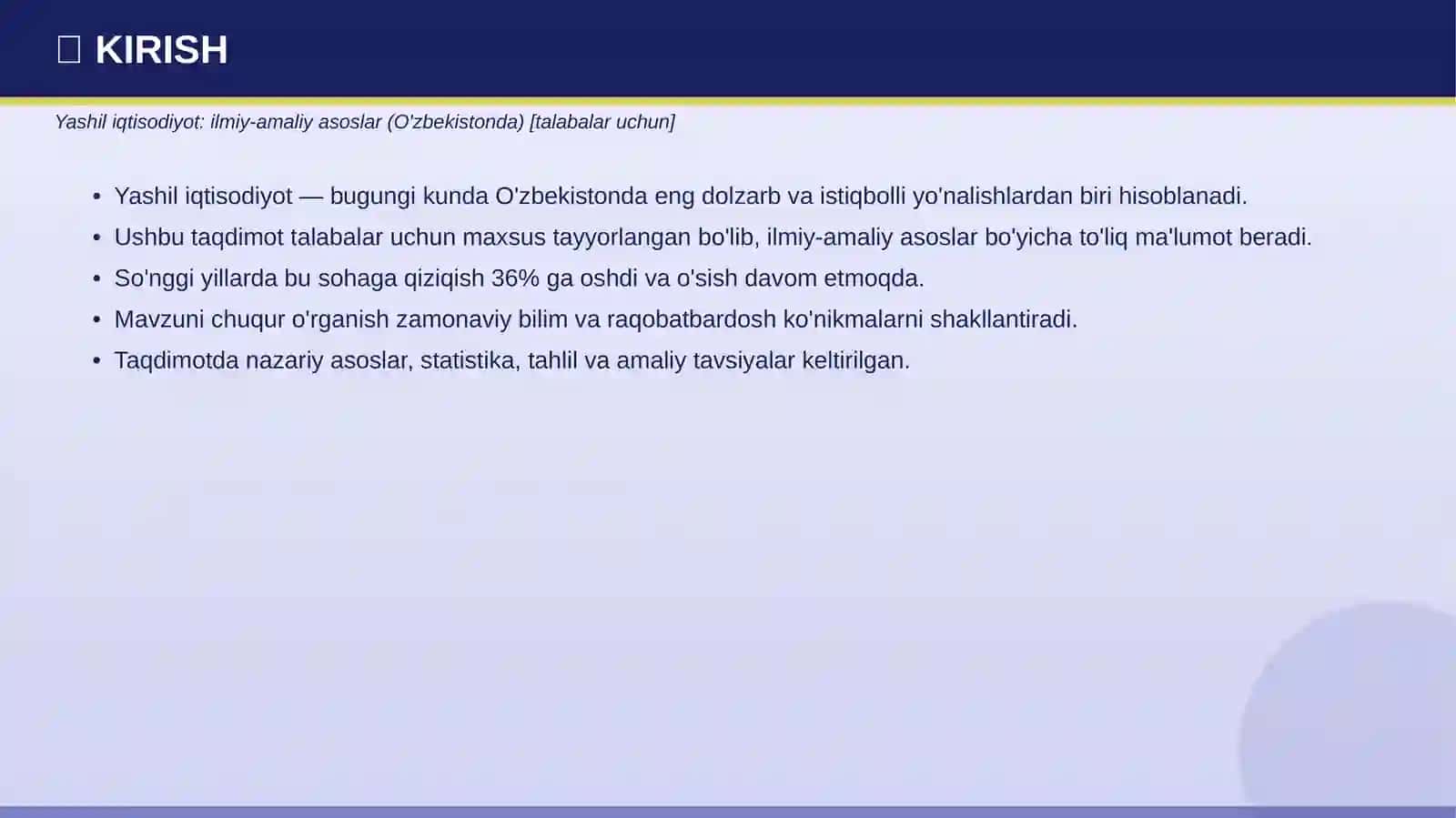 Yashil iqtisodiyot: ilmiy-amaliy asoslar (O'zbekistonda) 3