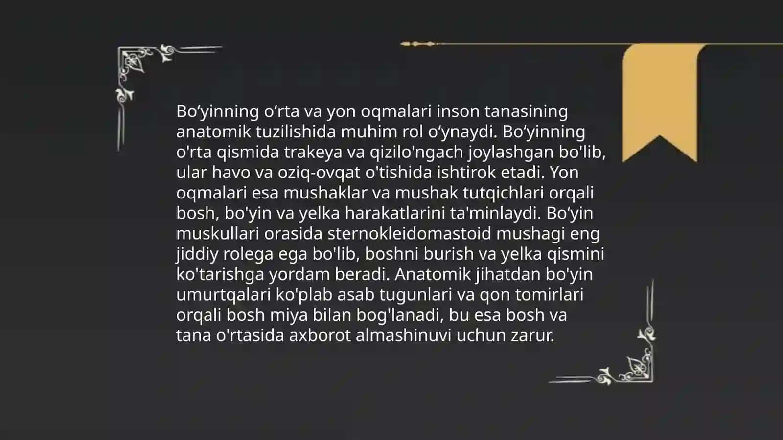 Boʻyinning oʻrta, yon oqmalari va kistalari.Simpatektomiya 3