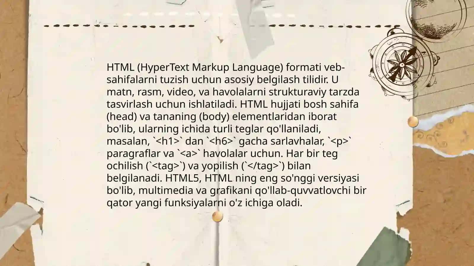 HTML formatlash, HTML shakli, Kengaytirilgan HTML tushunchalari 3