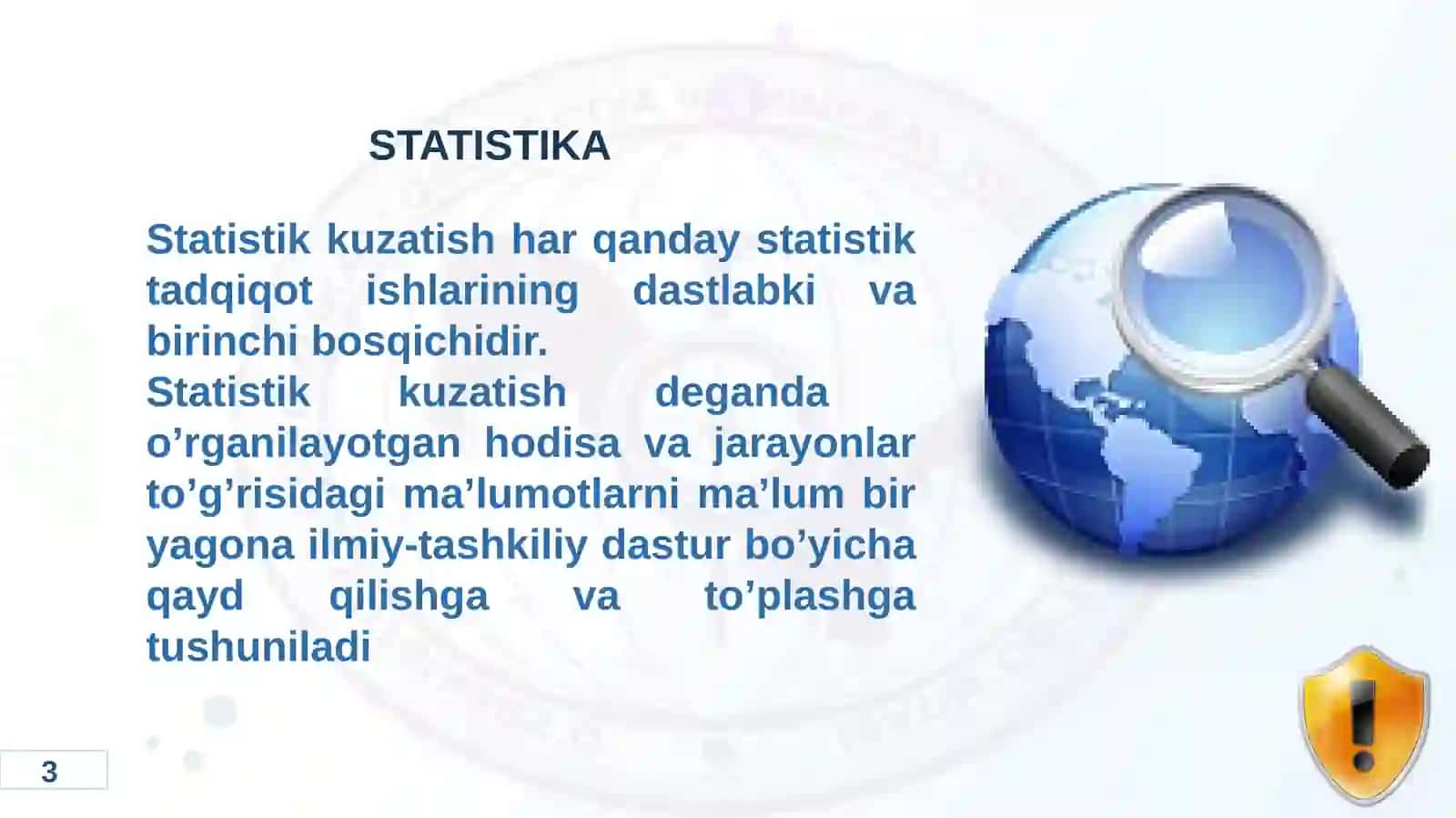 STATISTIK KUZATISH USLUBIYATI 3