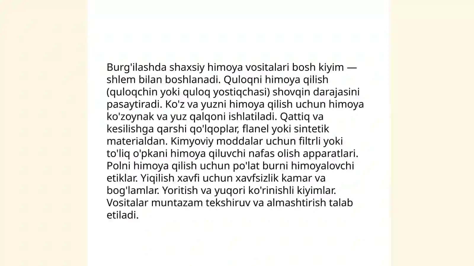Burg'ilashda shaxsiy himoya vositalari 3