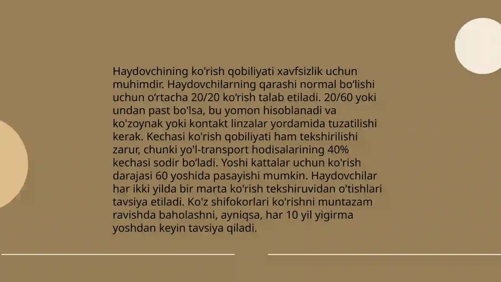 Haydovchining axborotni sezish kanallari-ko'rish, eshitish va tinglash 3