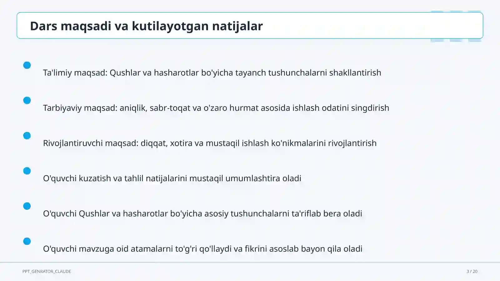 Qushlar va hasharotlar (2-sinf) 3