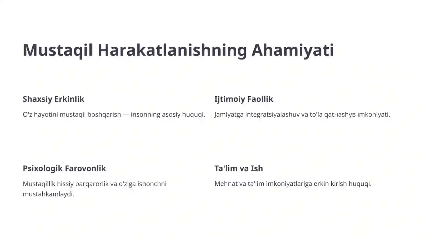 Mustaqil Harakatlanish 3
