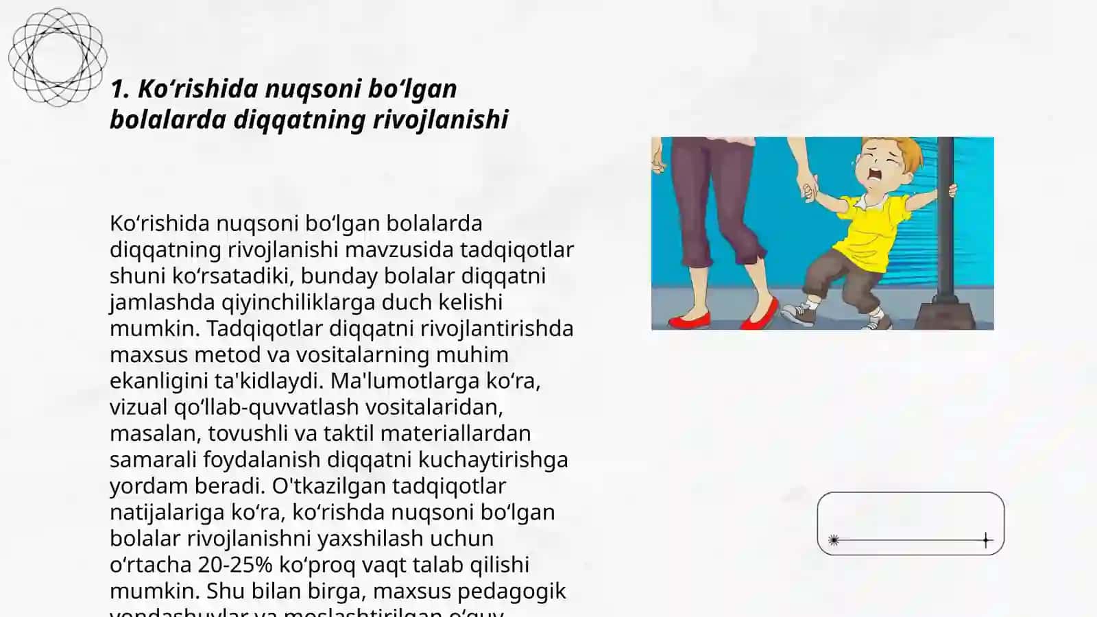 Koʻrishida nuqsoni boʻlgan bolalarning diqqati va xotirasi 3