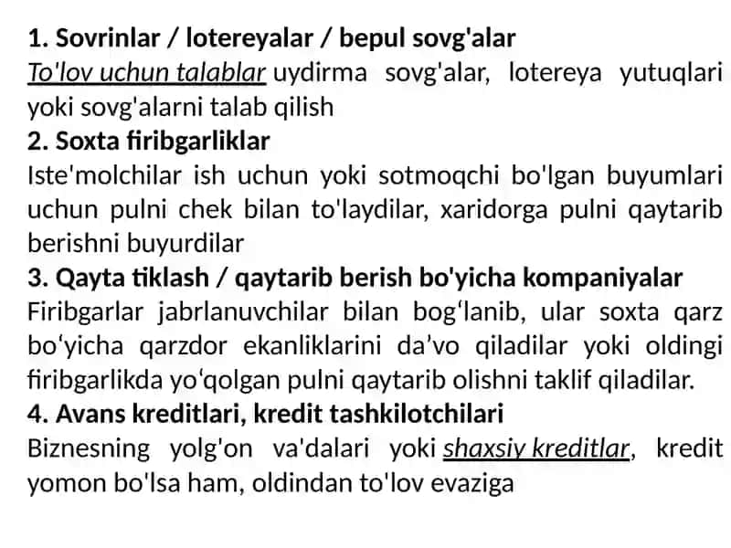 Firibgarlikning turlari 3