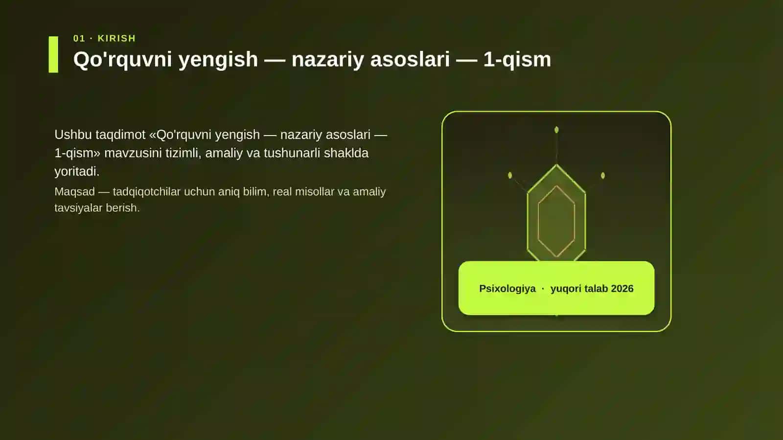 Qo'rquvni yengish — nazariy asoslari — 1-qism 3