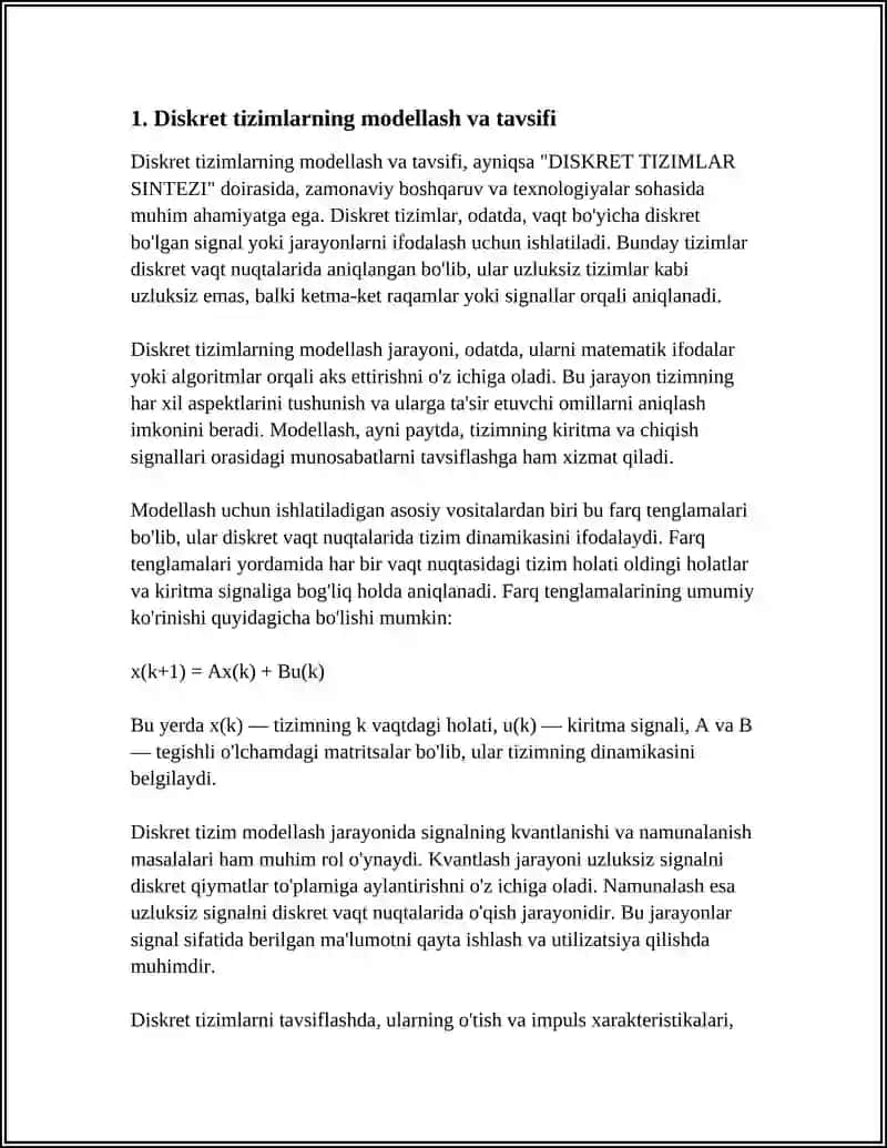 DISKRET TIZIMLAR SINTEZI 3