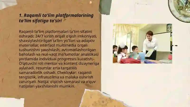 Innovatsion texnologiyalar ta’lim sifatini oshirish manbai sifatida 3