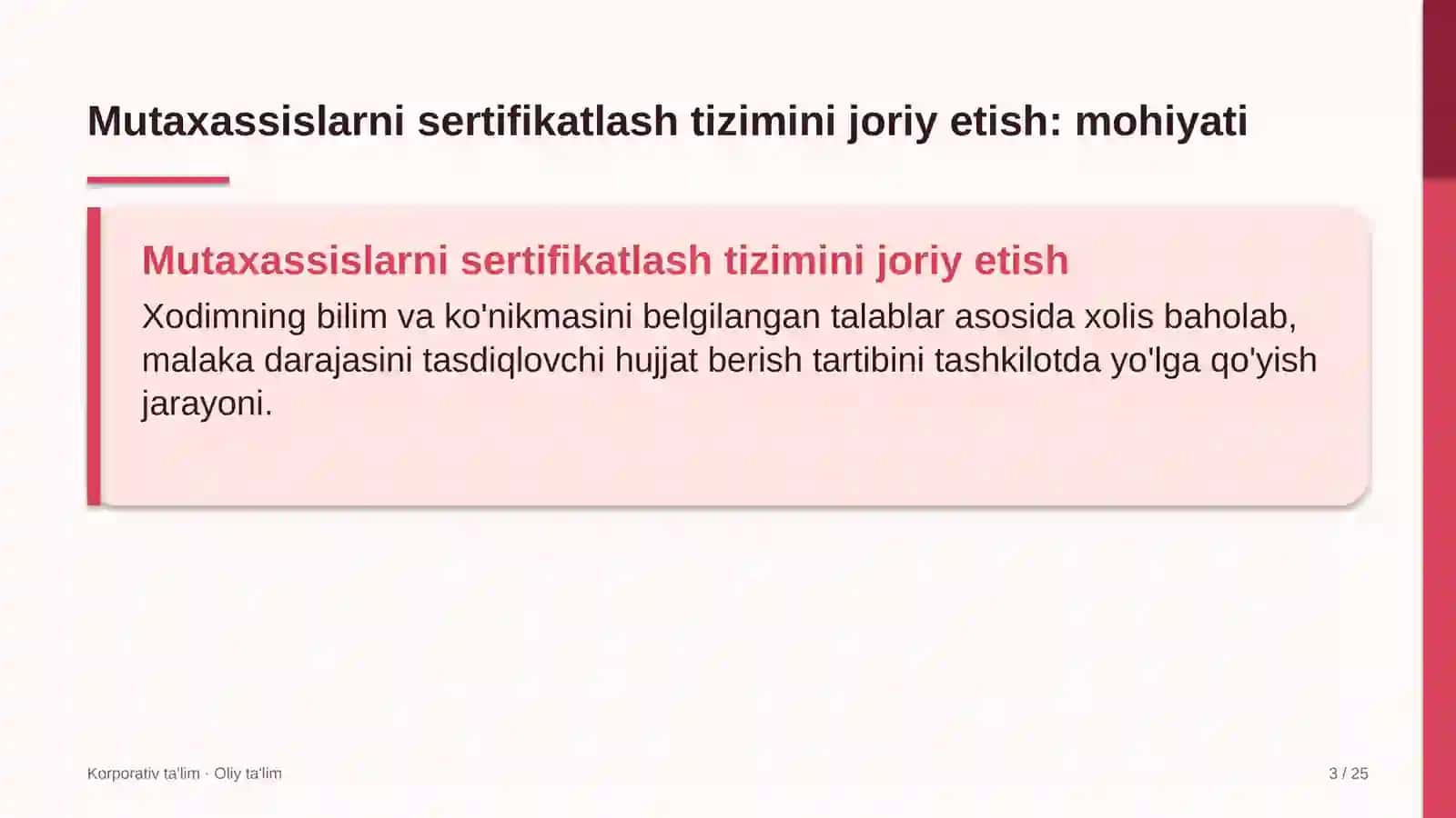Kadrlar agentliklarida mutaxassislarni sertifikatlash tizimini joriy etish 3