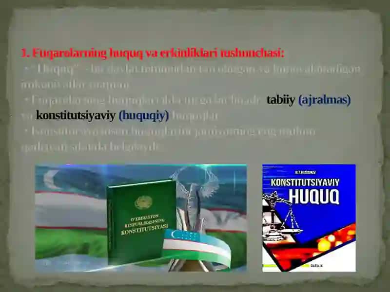 Fuqarolarning shaxsiy, siyosiy, ijtimoiy, iqtisodiy, madaniy va ekologik huquqlari 3