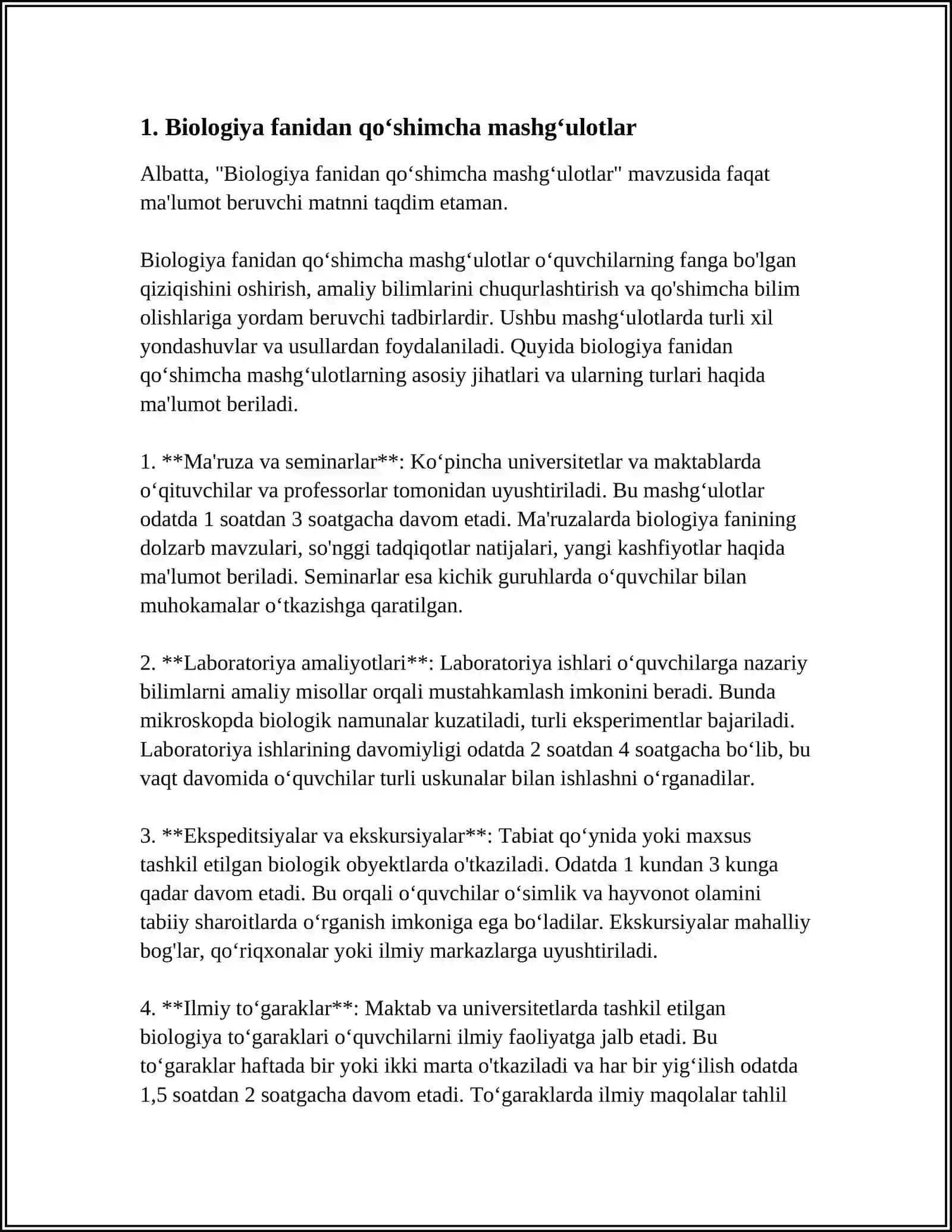 BIOLOGIYADAN SINFDAN TASHQARI MASHGʻULOTLARNING TAʼLIM TARBIYA JARAYONIDA TUTGAN OʻRNI 3