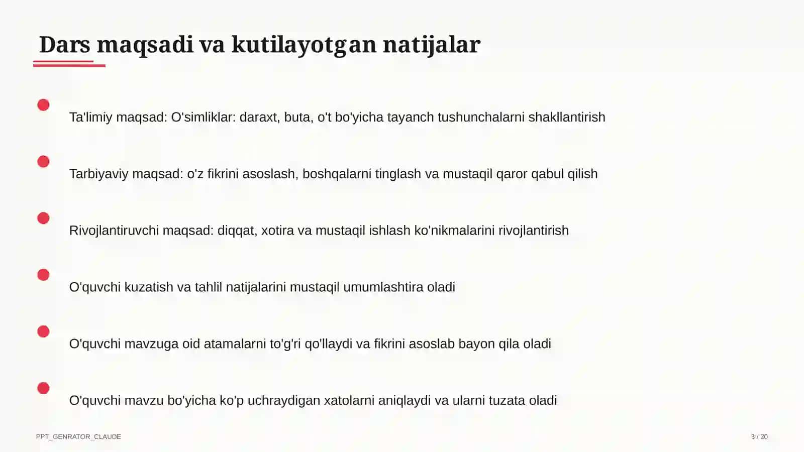 Tabiatshunoslik (1–4) — ochiq dars uchun 3