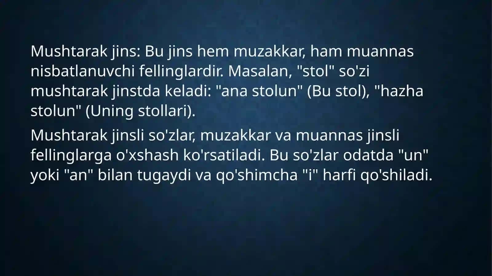 fellarning muzakkar, muannas va mushtarak jinslari 3