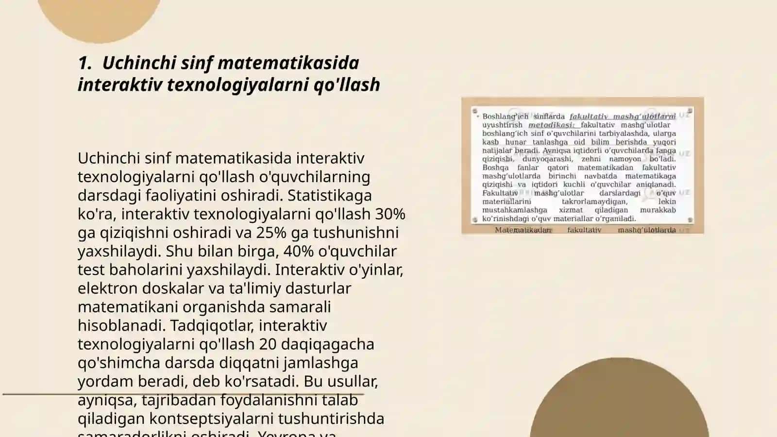 Uchinchi sinf matematikadan o'quvchilarni bilish faolligini oshirish metodikasi 3