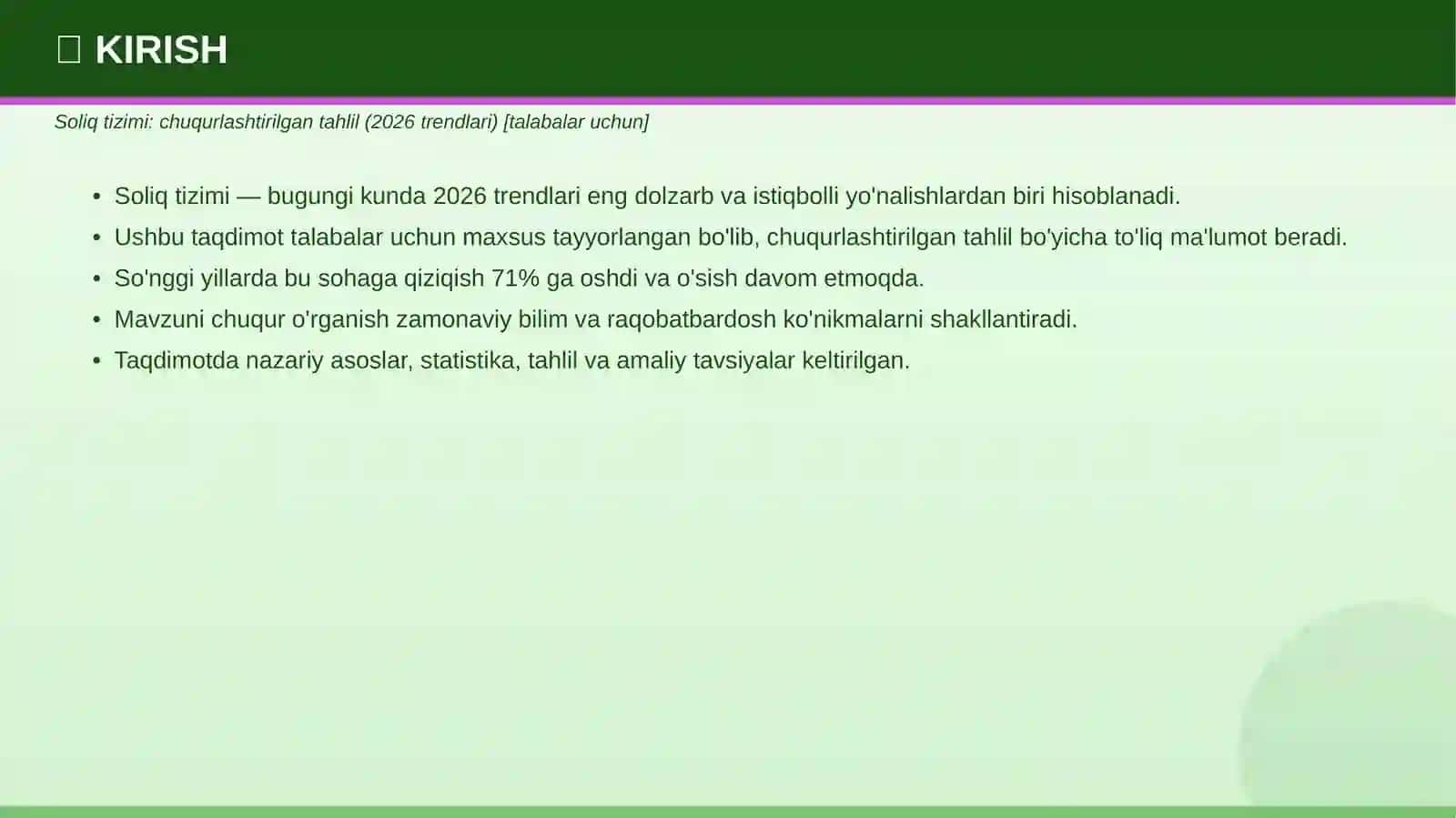 SOLIQ TIZIMI: Chuqurlashtirilgan tahlil (2026 trendlari) 3