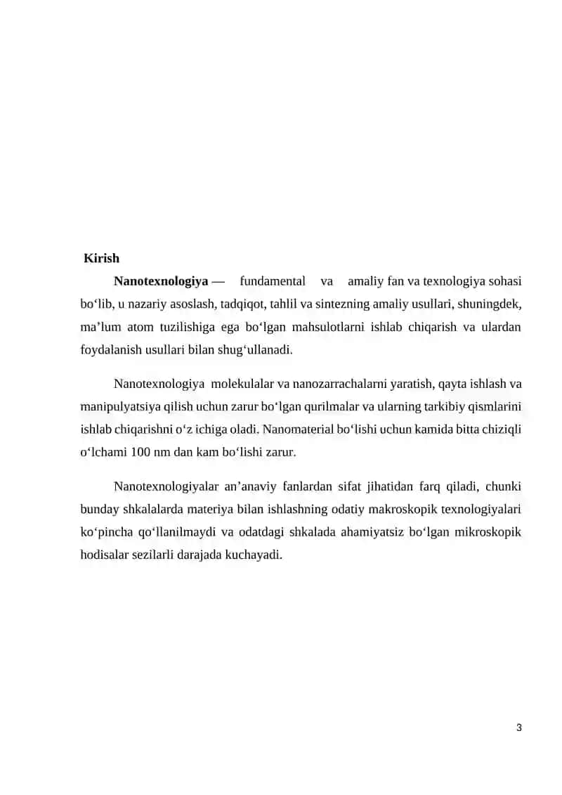 Nanotexnologiyalar haqida umumiy ma’lumot berish,yaratilishi va rivojlanish tarixini yaratish 3