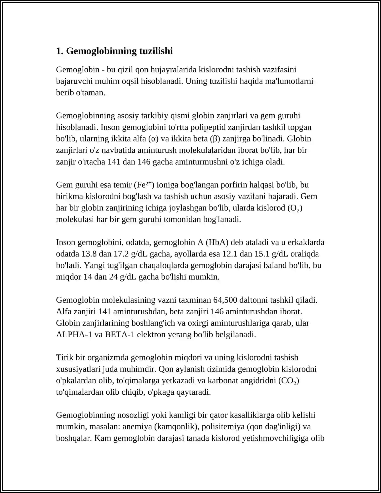 GEMOGLOBIN VA UNING TURLARI 3