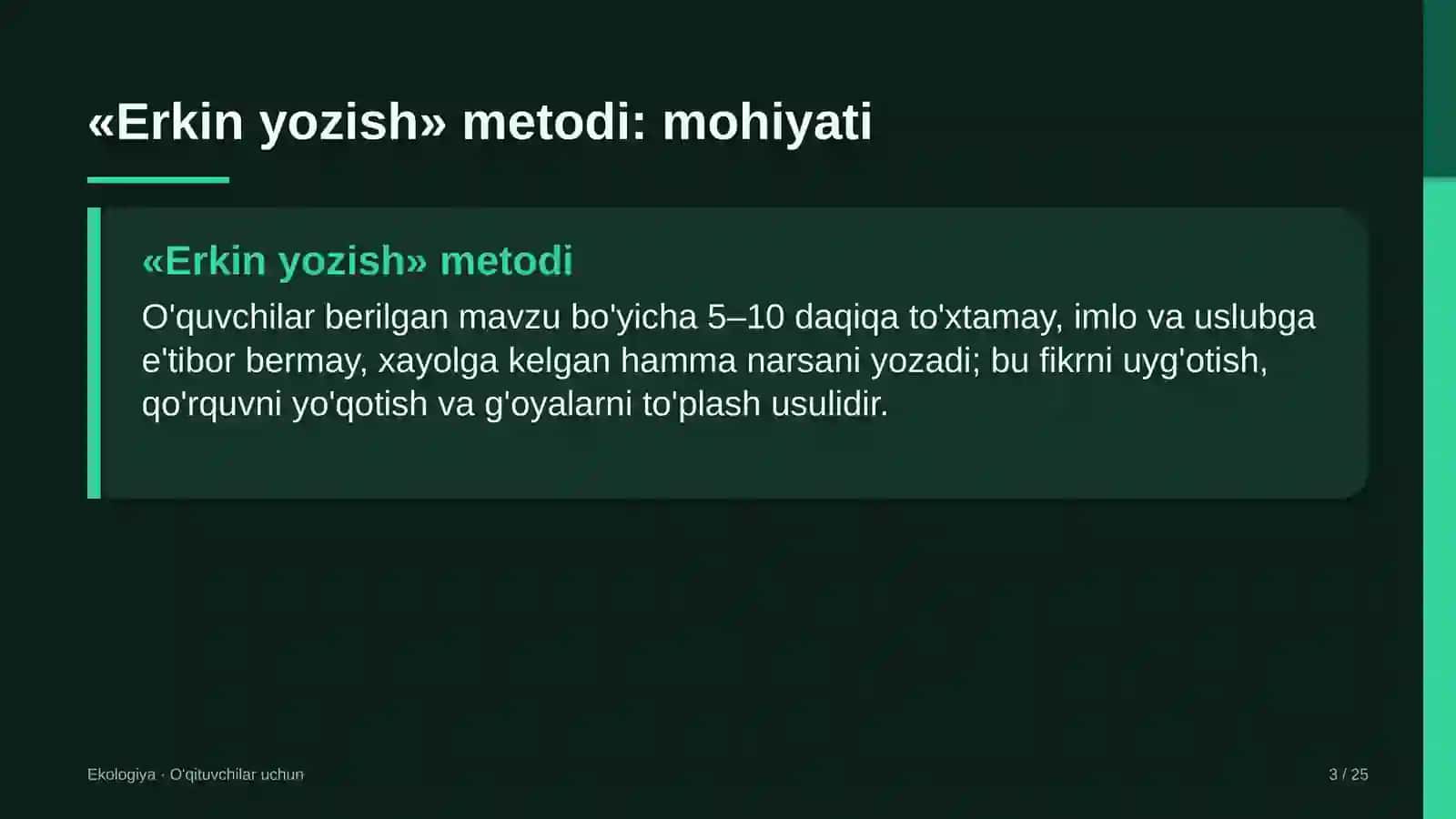 ekologiya darslarida erkin yozish metodidan foydalanish 5977 3