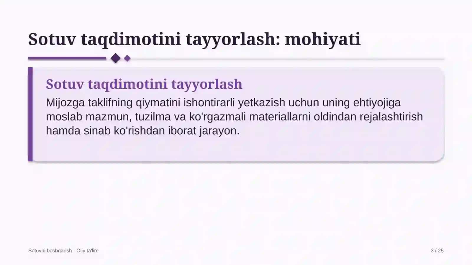 Davlat universitetlarida sotuv taqdimotini tayyorlash 3