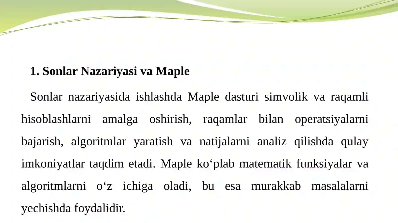 Maple Dasturida Sonlar Nazariyasi Masalalarini Yechish 3