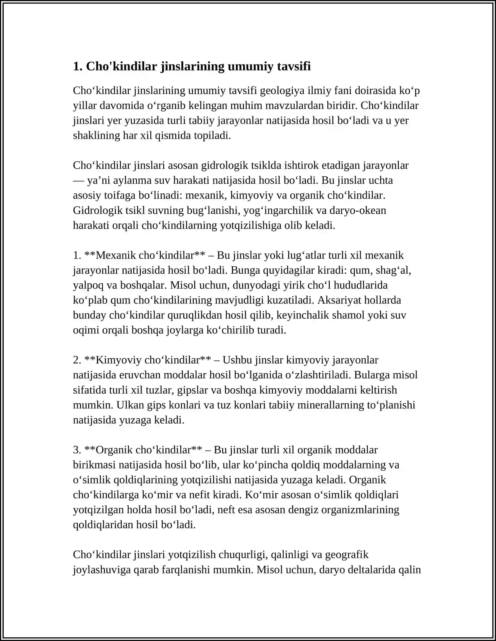 MUSTAQIL ISH Mavzu: CHO'KINDI TOG' JINSLARINING STRUKTURASI VA TEKSTURASI 3