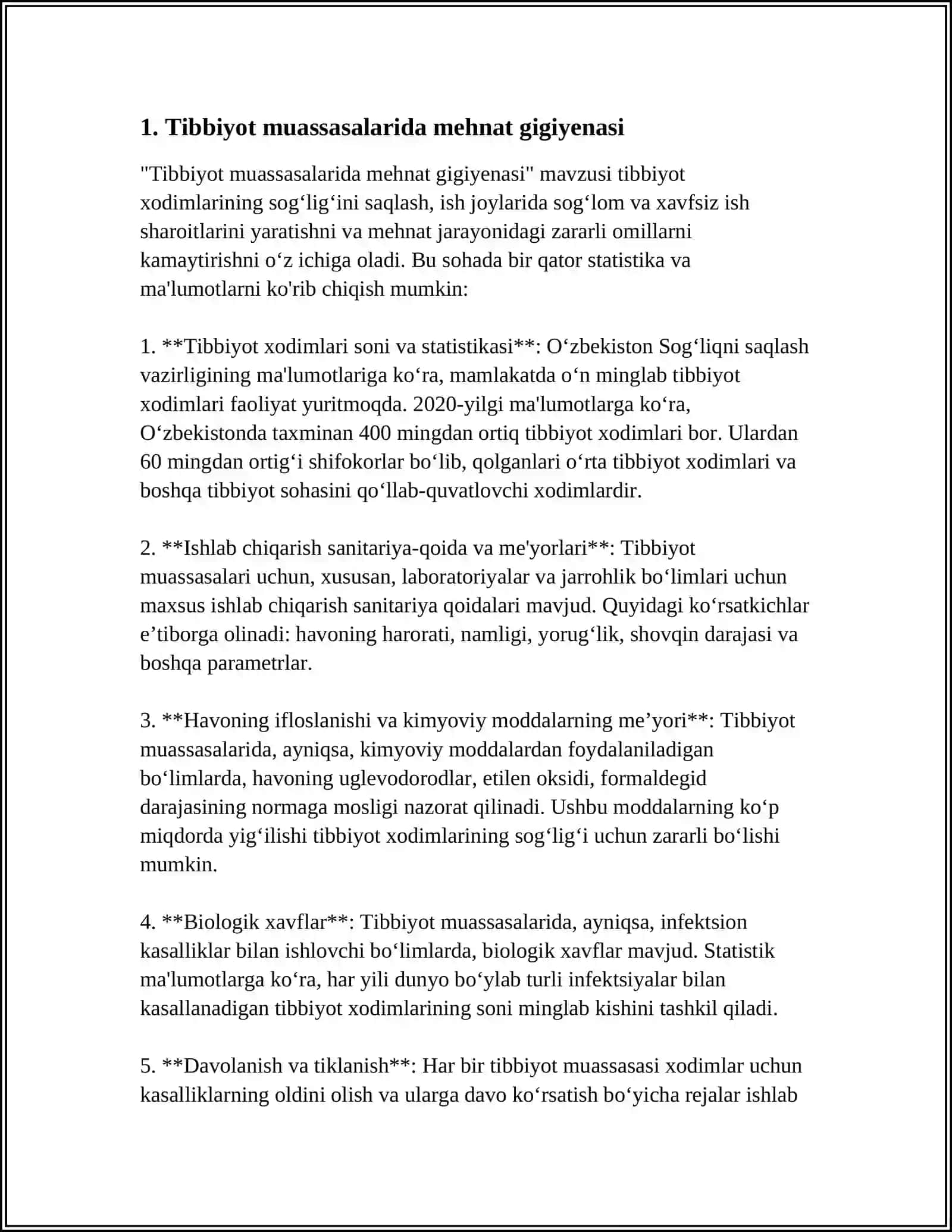 TIBBIYOT MUASSASALARIDA HODIMLARNING MEHNAT SHAROITLARINI GIGIYENIK NAZORAT QILISH 3