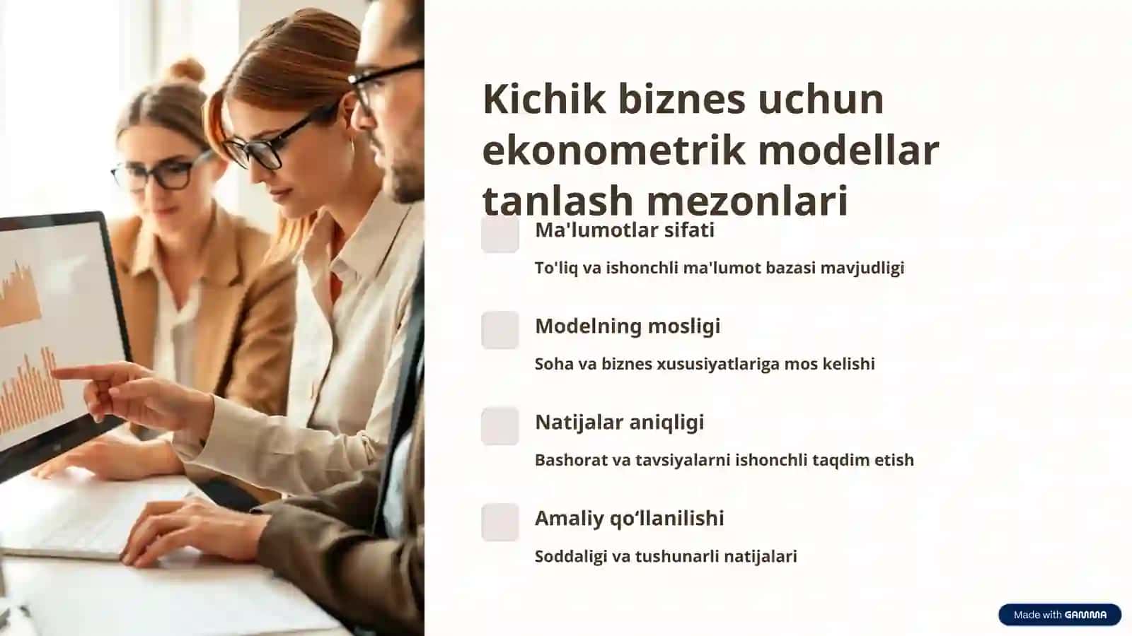 Kichik biznes va xususiy tadbirkorlikni tahlil qilishda ekonometrika 3