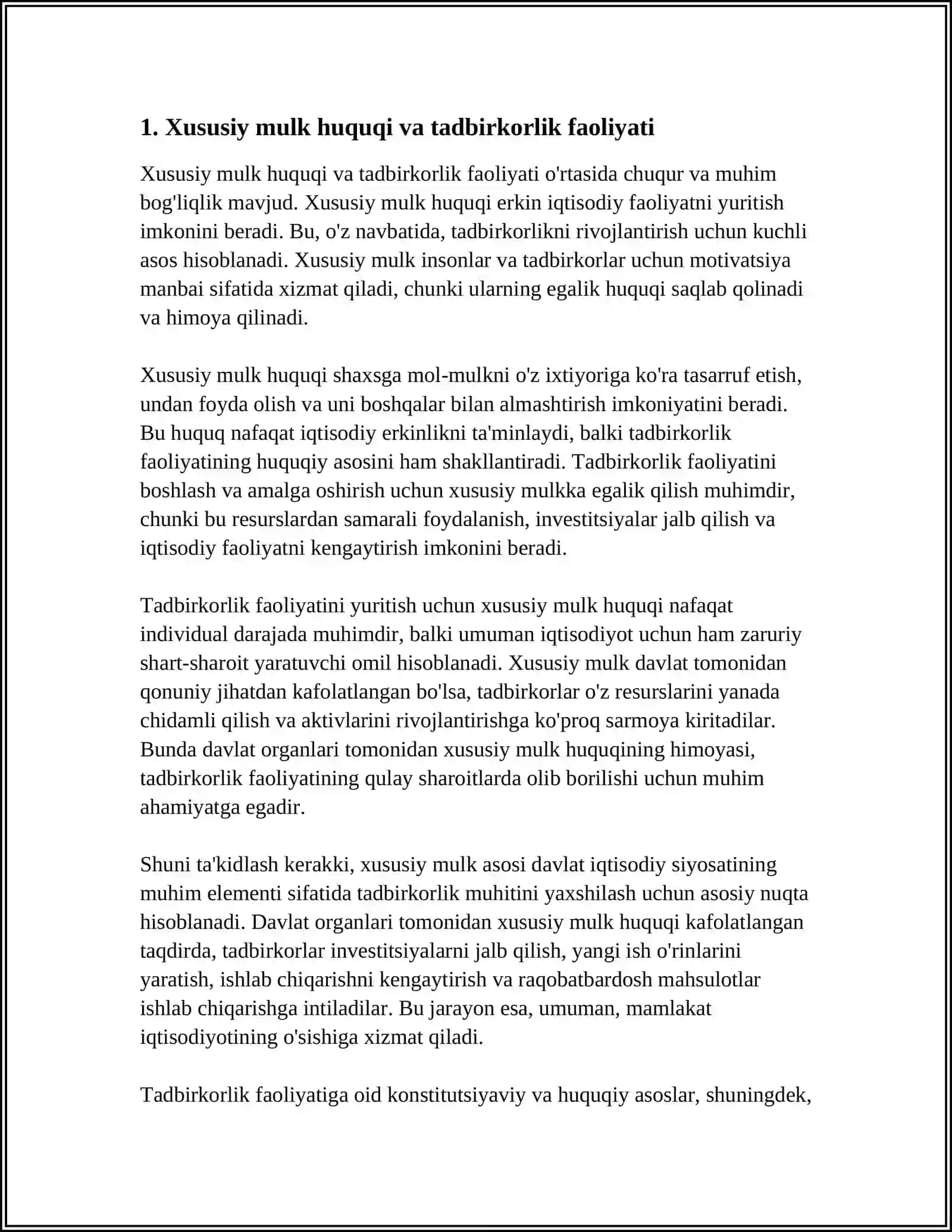XUSUSIY MULK ASOSIDA TADBIRKORLIK FAOLIYATINI YURITISH 3