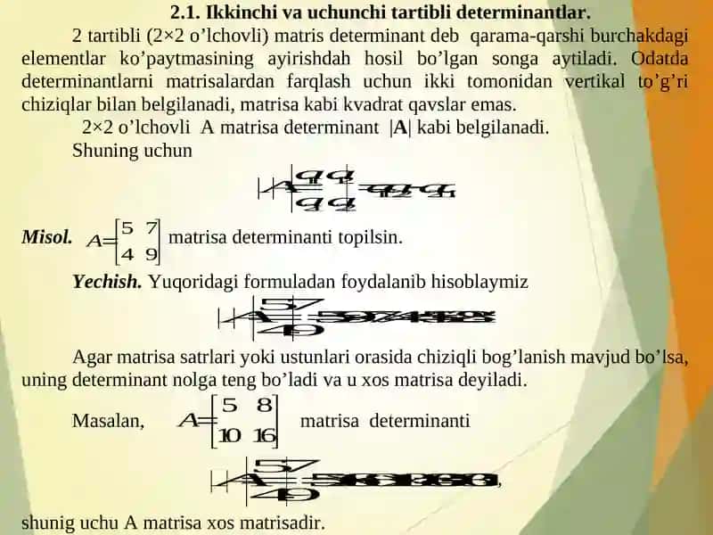 DETERMINANTLAR NAZARIYASI. 3