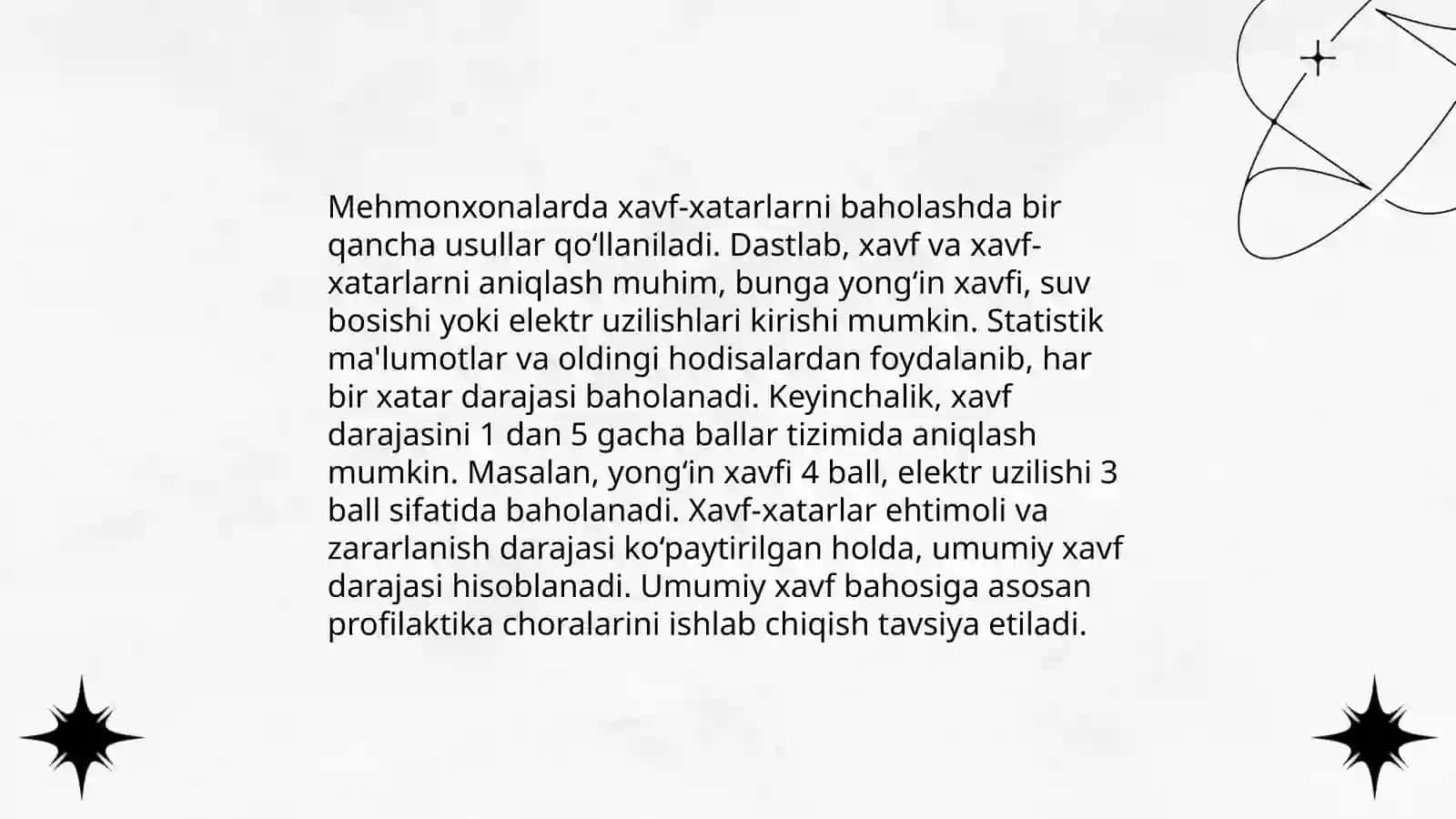 Mehmonxonalarda xavf-xatarlarni baholash va boshqarish 3