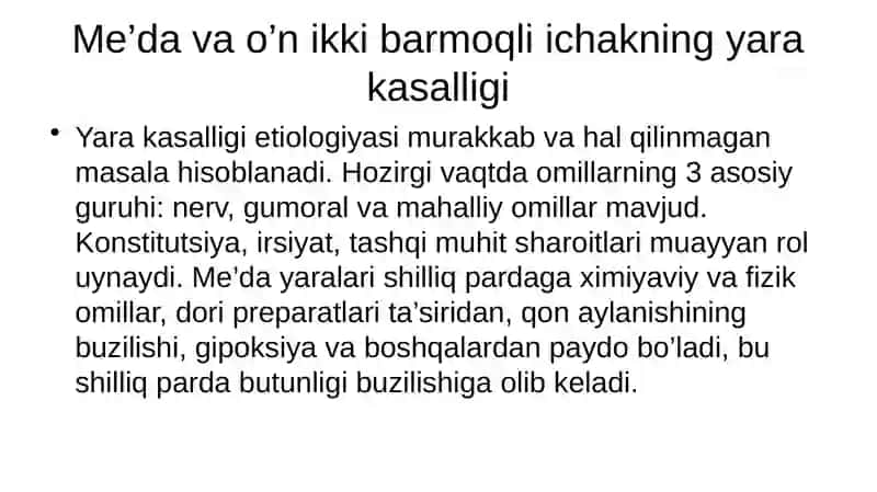 Me’dava o’nik kibi bar moqli ichakning yarakasalligi 3