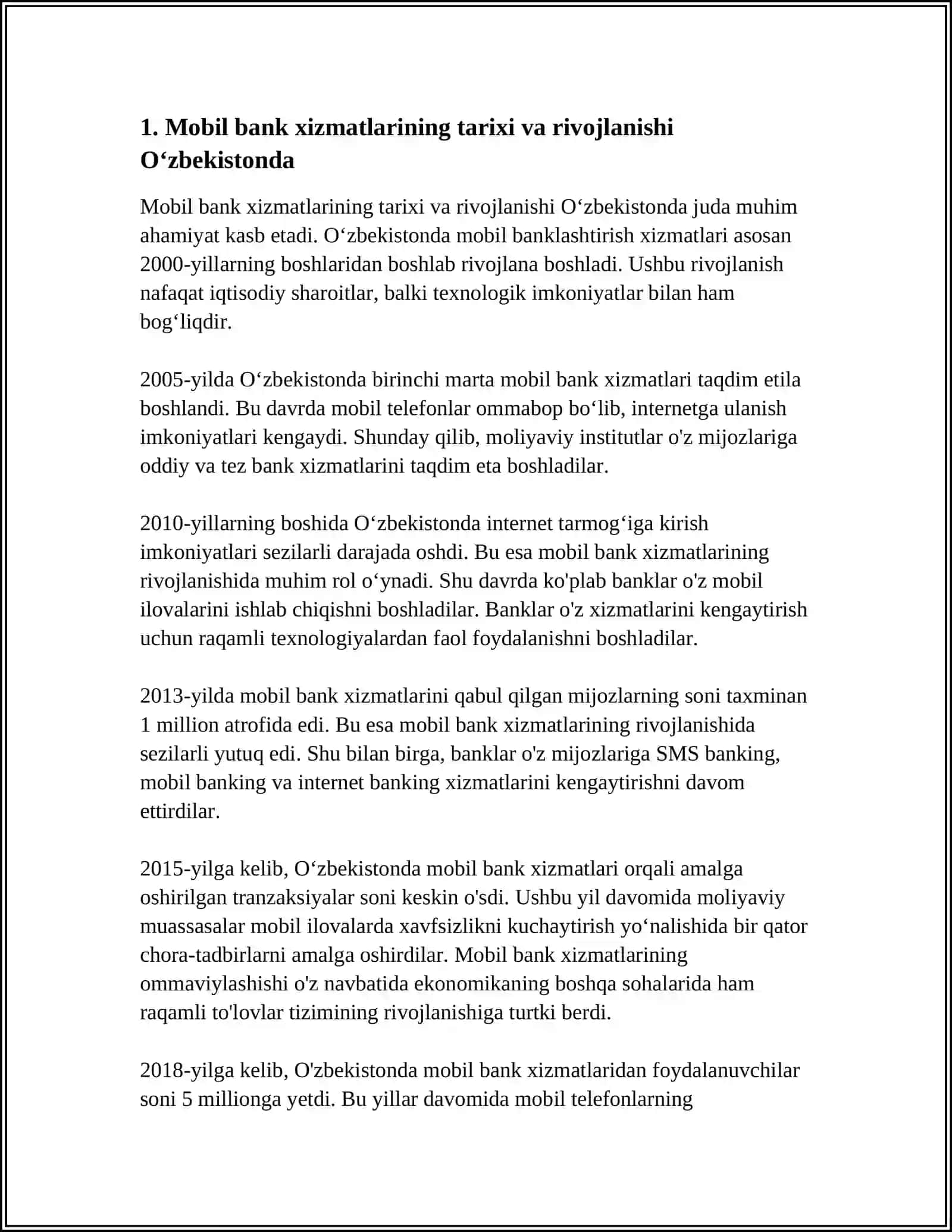 O'ZBEKISTONDA MOBIL BANKNING DASTURINING ROVJLANISHI VA UNING ISTIQBOLLARI 3