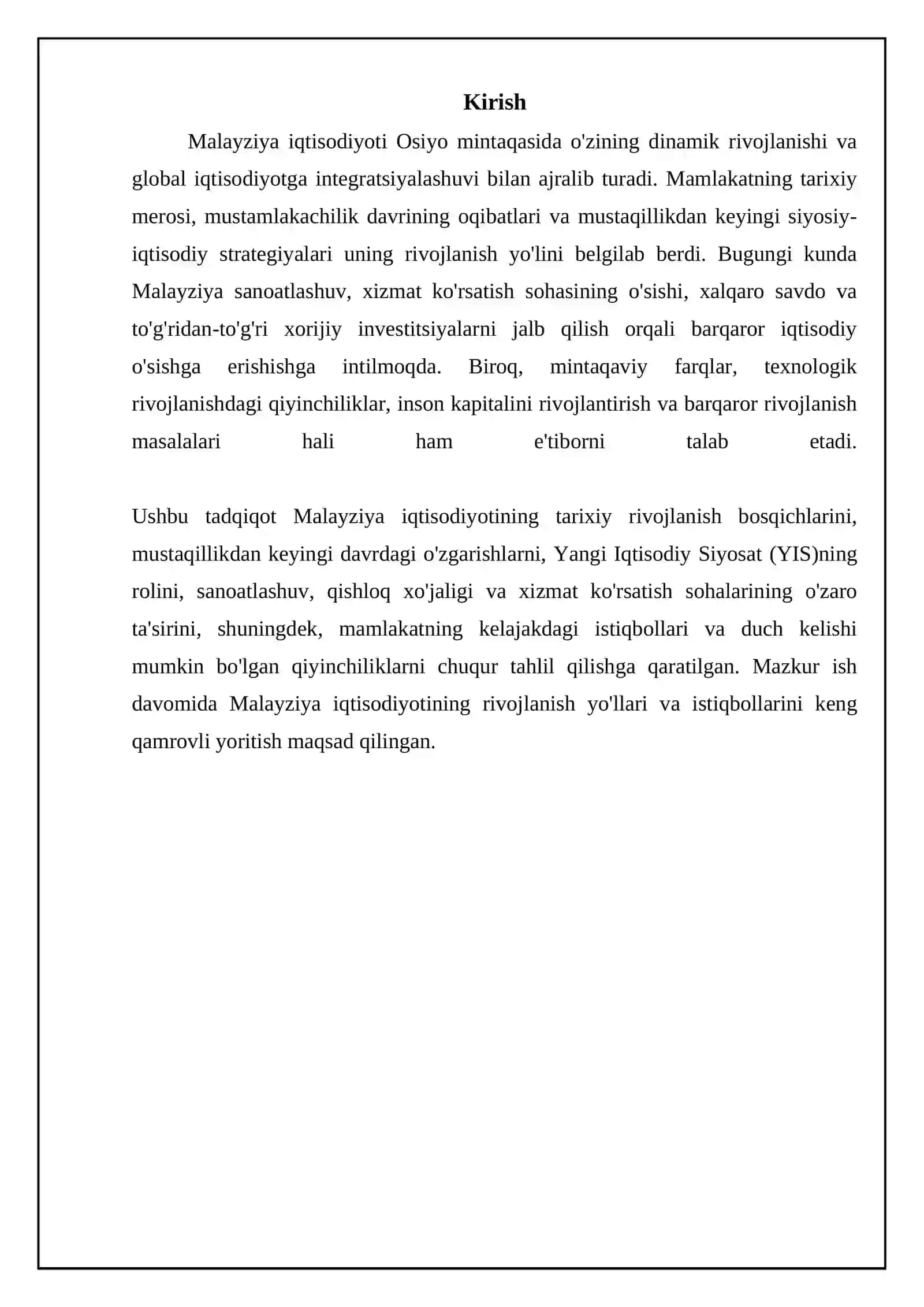 Malayziya iqtisodiyotining rivojlanish yollari 3