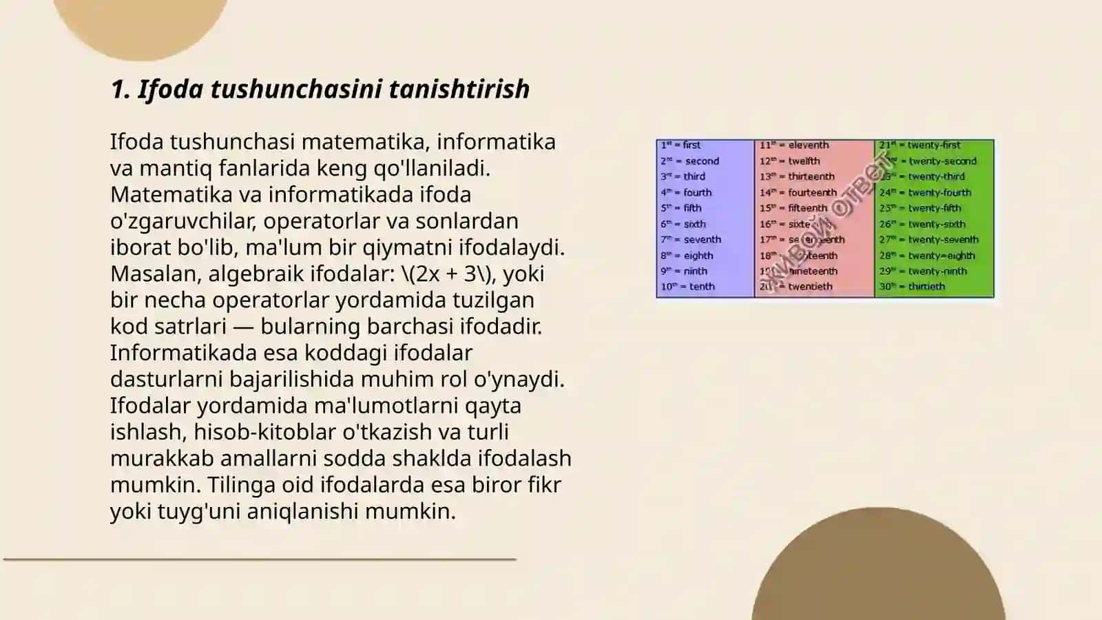 Boshlang'ich sinflarda matematika o'qitishda ifoda tushunchasini o'qitish metodikasi 3